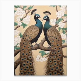 Art Nouveau Birds Poster Peacock 2 Canvas Print