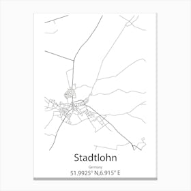 Stadtlohn,Germany Minimalist Map Canvas Print