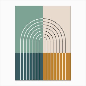 Rainbow Colour Block Line Modern Midcentury Abstract Canvas Print