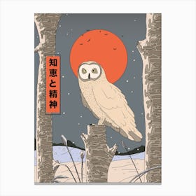 Owl In The Snow Canvas Print