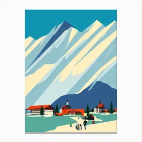 Lech Zürs 2, Austria Midcentury Vintage Skiing Poster Canvas Print