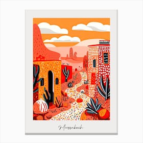 Poster Of Marrakech, Illustration In The Style Of Pop Art 3 Canvas Print