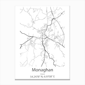 Monaghan,Ireland Minimalist Map Canvas Print