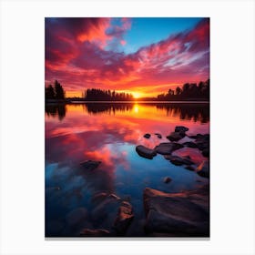 Beautiful Sunset Over A Lake Canvas Print