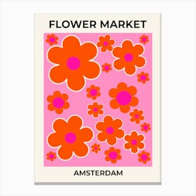 Flower Market Amsterdam Pink And Orange Canvas Print