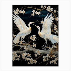 Crane Tsuru Japanese Style Illustration 3 Canvas Print