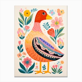 Pink Scandi Duck 1 Canvas Print