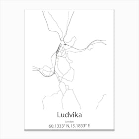 Ludvika,Sweden Minimalist Map Canvas Print