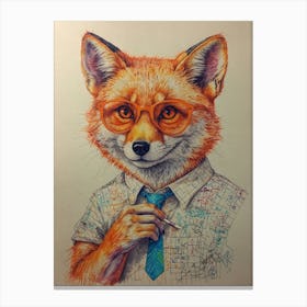 Fox In Glasses 3 Canvas Print