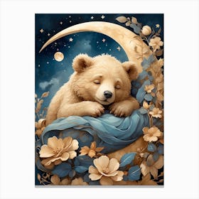 Bear Sleeping On The Moon Canvas Print