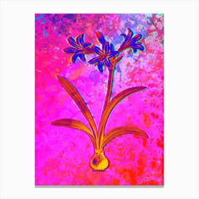 Amaryllis Botanical in Acid Neon Pink Green and Blue n.0095 Canvas Print