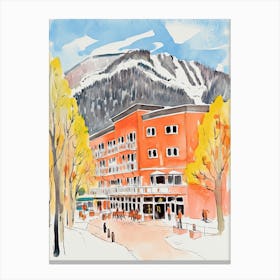 Little Nell Hotel   Aspen, Colorado   Resort Storybook Illustration 4 Canvas Print
