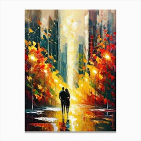 Lovers On An Autumn City Walk Canvas Print