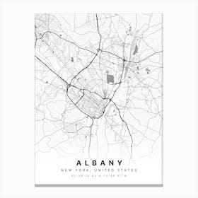 Albany New York NYC White Map Canvas Print