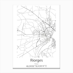 Riorges,France Minimalist Map Canvas Print