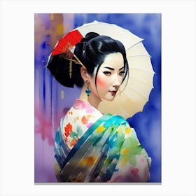 Asian Girl With Umbrella 2 Canvas Print