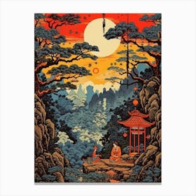 Mount Takao, Japan Vintage Travel Art 4 Canvas Print