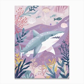 Purple Port Jackson Shark Illustration Canvas Print