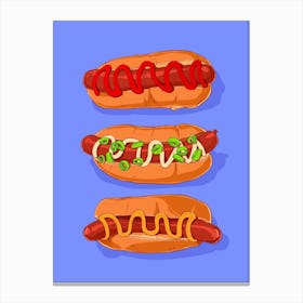 Hotdog Blue Canvas Print