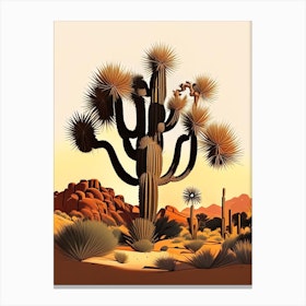 Joshua Trees In Desert Vintage Botanical Line Drawing  (1) Canvas Print