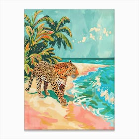 Leopard On The Beach 1 Canvas Print