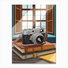 Vintage Camera On Books Canvas Print