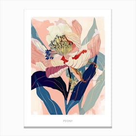 Colourful Flower Illustration Poster Peony 3 Canvas Print