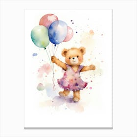 Rhythmic Gymnastics Teddy Bear Painting Watercolour 3 Canvas Print