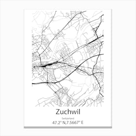 Zuchwil,Switzerland Minimalist Map Canvas Print