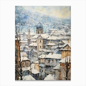 Vintage Winter Painting Salzburg Austria 1 Canvas Print