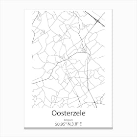 Oosterzele,Belgium Minimalist Map Canvas Print