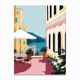 Capri, Italy, Flat Pastels Tones Illustration 2 Canvas Print