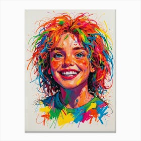 Girl With Colorful Hair 5 Canvas Print