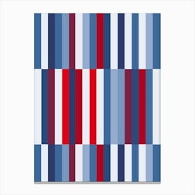 Red, White And Blue Geometric Abstract Stripes Canvas Print