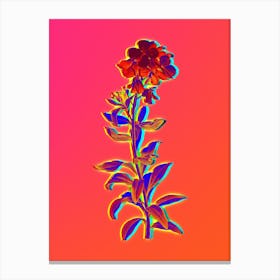 Neon Yellow Wallflower Bloom Botanical in Hot Pink and Electric Blue n.0617 Canvas Print