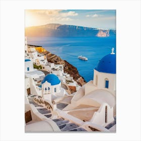 Sunset In Santorini Canvas Print