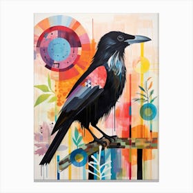 Bird Painting Collage Raven 1 Canvas Print
