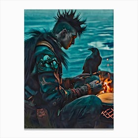 Crow viking art Stampe su tela