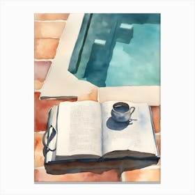 Book By the Pool Abstract Watercolor Canvas Print