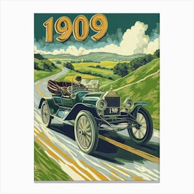 Aihrgdesign A Vintage Poster Of An Early Open Top Automobile 4 Canvas Print