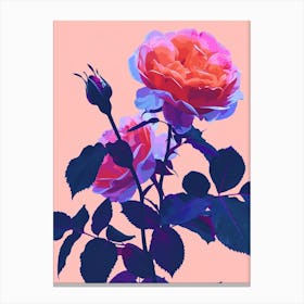 English Roses Painting Rose Silhouette 1 Canvas Print