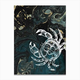 Under Water Wonders Crab Black & Teal Canvas Print