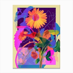 Calendula 4 Neon Flower Collage Canvas Print