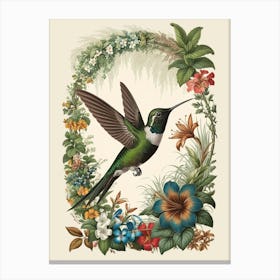 Hummingbird botanical flower beauty 12 Canvas Print