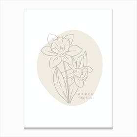 March Daffodil  Birth Flower | Neutral Florals Canvas Print