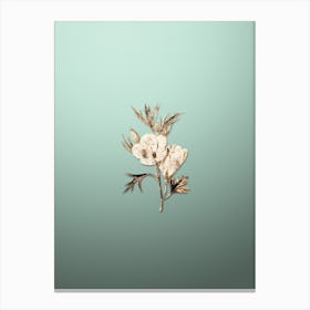 Gold Botanical Lilac Hibiscus Flower Branch on Mint Green n.2284 Canvas Print