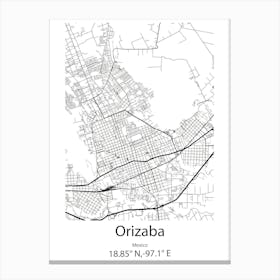 Orizaba,Mexico Minimalist Map Canvas Print