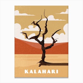 Kalahari desert. Botswana, Namibia — Retro travel minimalist poster Canvas Print