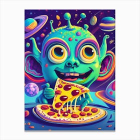 Alien Child Eating A Pizza Canvas Print