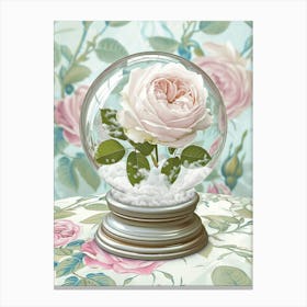 English Roses Painting Rose In A Snow Globe 3 Canvas Print